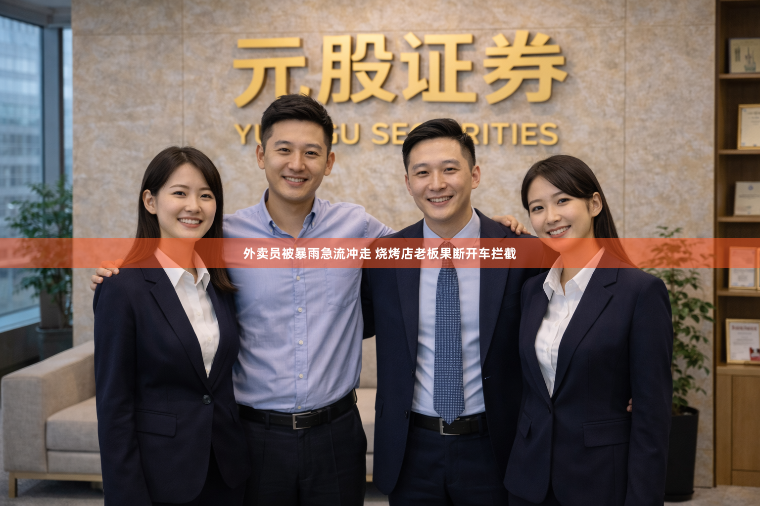 外卖员被暴雨急流冲走 烧烤店老板果断开车拦截