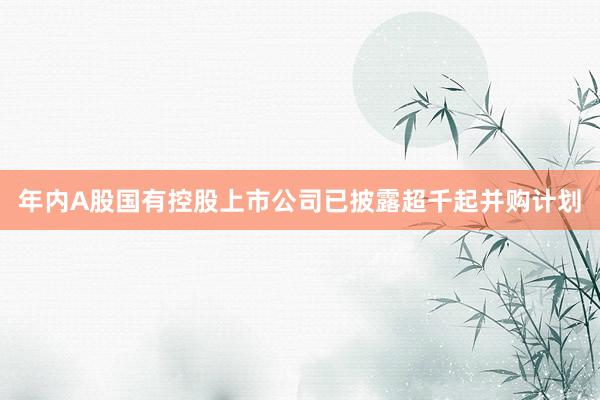 年内A股国有控股上市公司已披露超千起并购计划