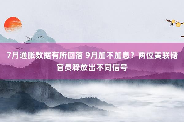 7月通胀数据有所回落 9月加不加息？两位美联储官员释放出不同信号