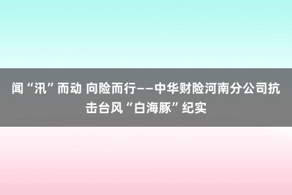 闻“汛”而动 向险而行——中华财险河南分公司抗击台风“白海豚”纪实