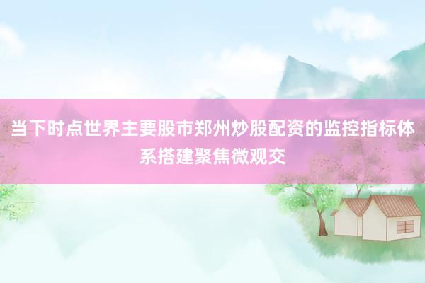 当下时点世界主要股市郑州炒股配资的监控指标体系搭建聚焦微观交