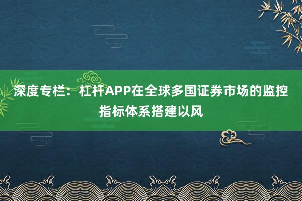 深度专栏：杠杆APP在全球多国证券市场的监控指标体系搭建以风