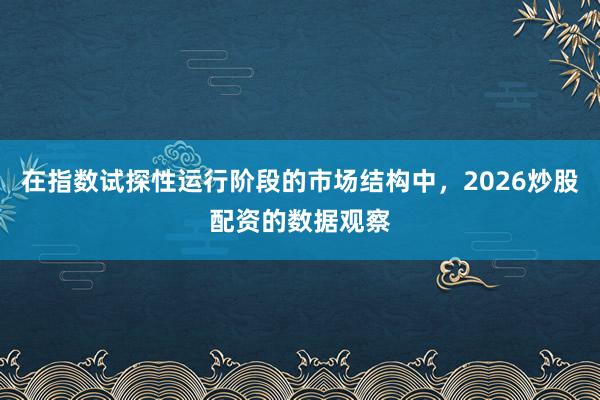 在指数试探性运行阶段的市场结构中，2026炒股配资的数据观察