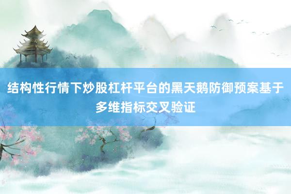 结构性行情下炒股杠杆平台的黑天鹅防御预案基于多维指标交叉验证