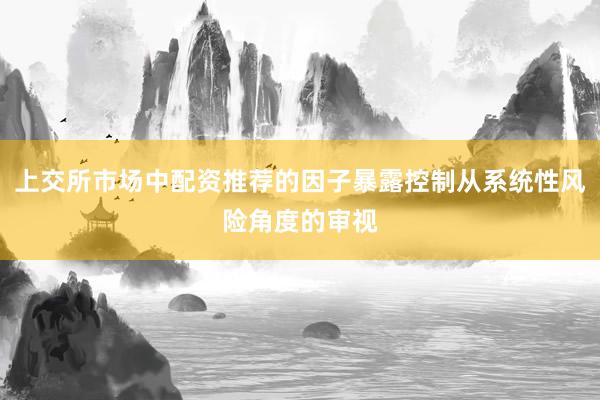 上交所市场中配资推荐的因子暴露控制从系统性风险角度的审视