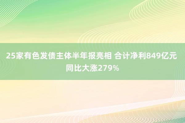 25家有色发债主体半年报亮相 合计净利849亿元 同比大涨279%