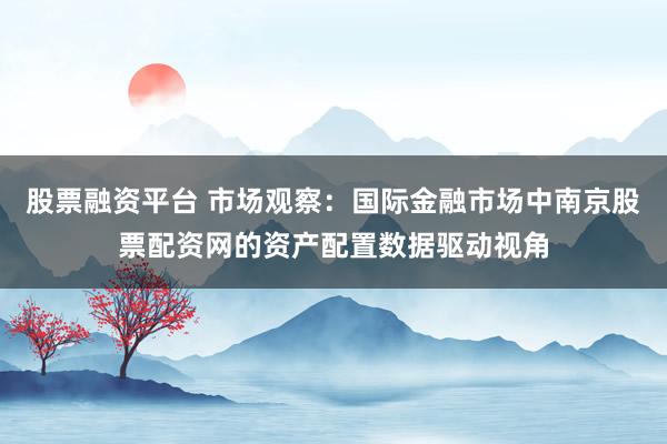 股票融资平台 市场观察：国际金融市场中南京股票配资网的资产配置数据驱动视角