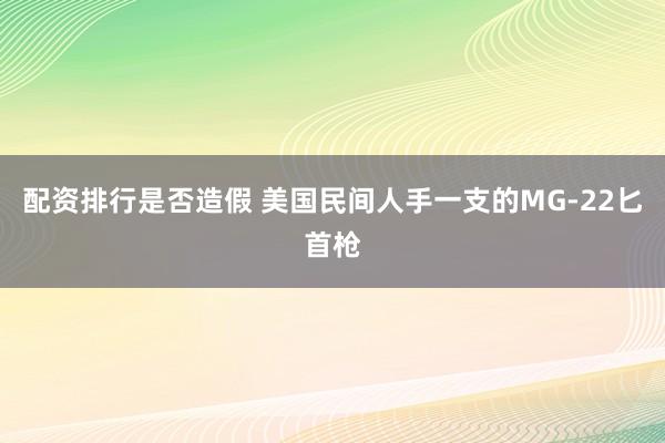 配资排行是否造假 美国民间人手一支的MG-22匕首枪