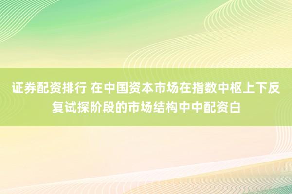 证券配资排行 在中国资本市场在指数中枢上下反复试探阶段的市场结构中中配资白